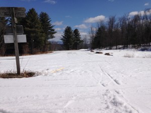 Course conditions 4/7/14 in Molly's Meadow at Finish Line.